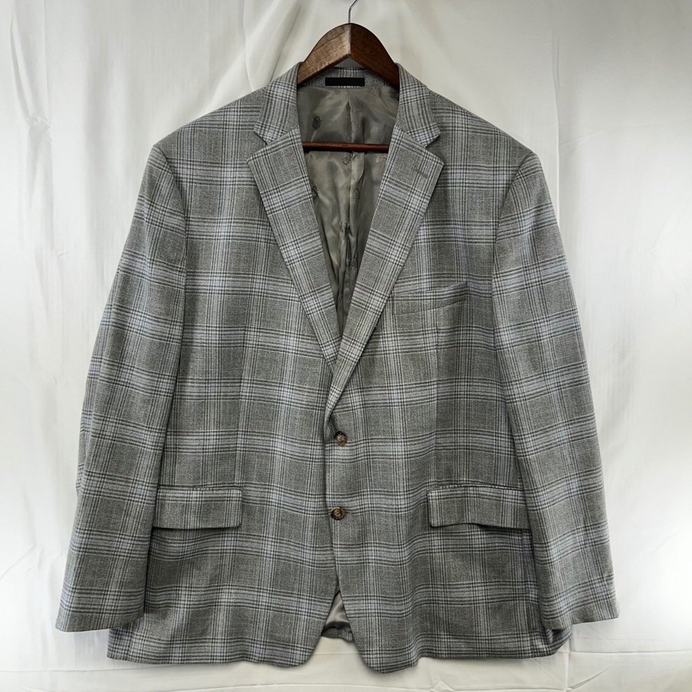Lauren Ralph Lauren Sport Coat Mens 48R Grey Glen Plaid 2-Button Blazer